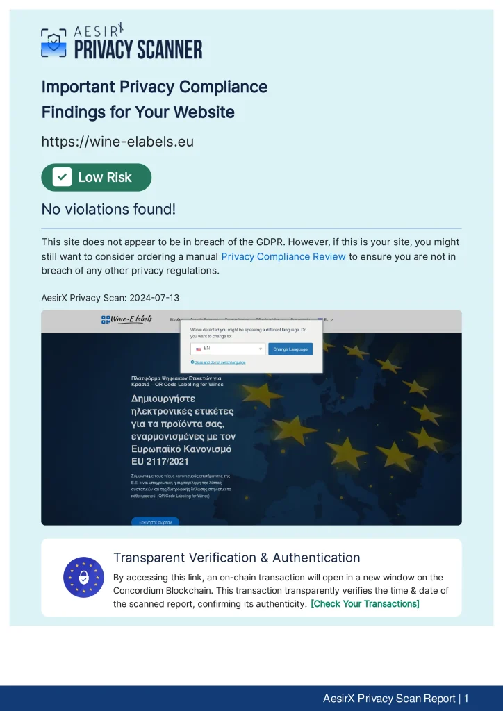 GDPR certificate for domain wine-elabels.eu